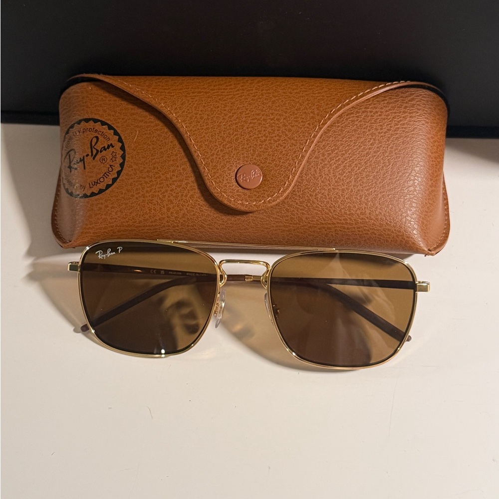 Ray-Ban Gold Sunglasses with Brown Lenses